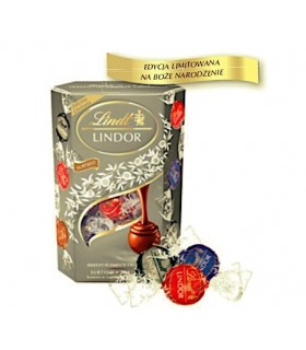 LINDT-LINDOR SILVER CORNET 8x200g. Świąteczna edycja pralin Lindor mix smak&oacute;w Cornet