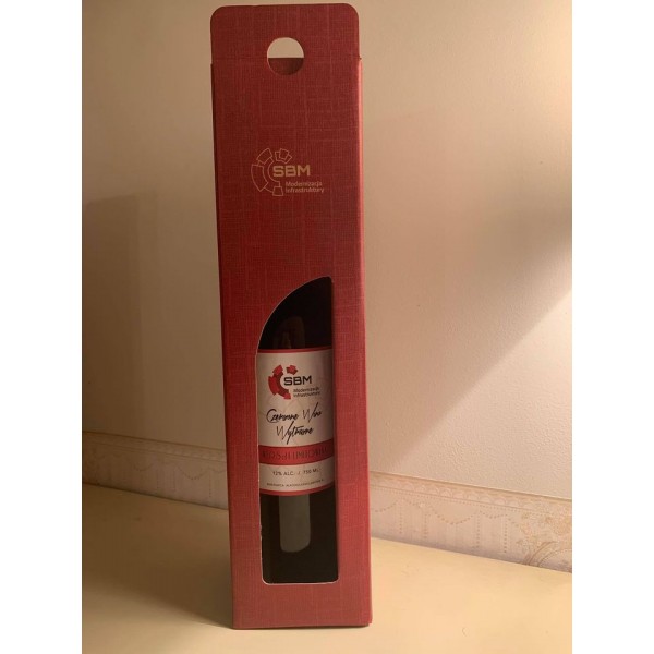 Zestaw prezentowy - WINO 750 ml, etykieta, karton z okienkiem, logo