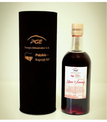 Zestaw prezentowy - Butelka apollinius 500ml. korek drewniany. Dedykowana etykieta. Tuba z korka lub zamszu, grawer z logo