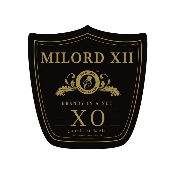 BRANDY in a nut MILORD XII -500 ml ze kieliszkiem z logo