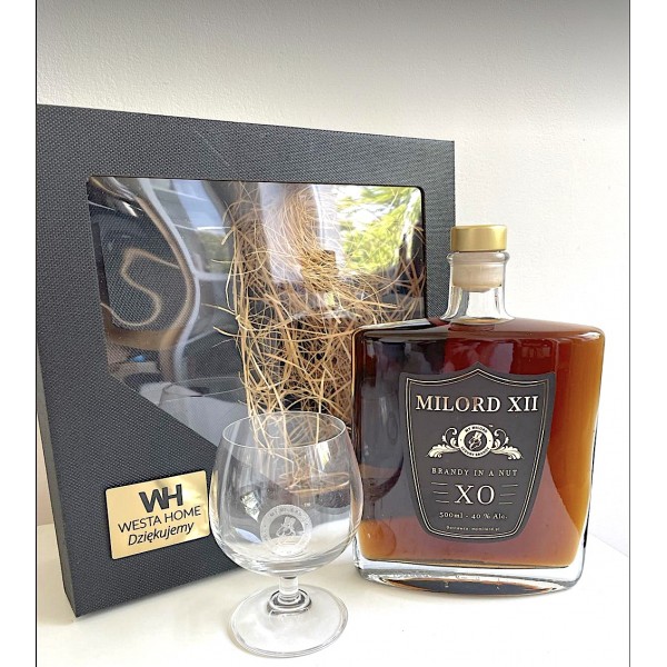 BRANDY in a nut MILORD XII -500 ml ze kieliszkiem z logo