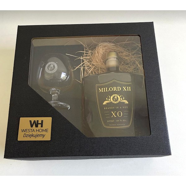 BRANDY in a nut MILORD XII -500 ml ze kieliszkiem z logo