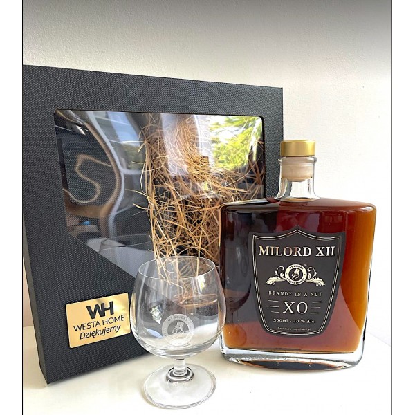 BRANDY in a nut MILORD XII -500 ml ze kieliszkiem z logo