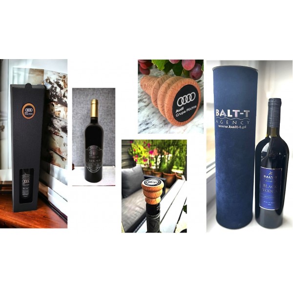 WINO W KARTONIE Z ZATYCZKĄ Z LOGO